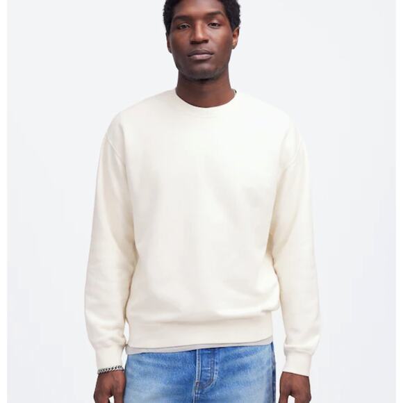 NWT Madewell The McCarren Midweight Crewneck Sweatshirt In Vintage Ivory Size L - Picture 1 of 6